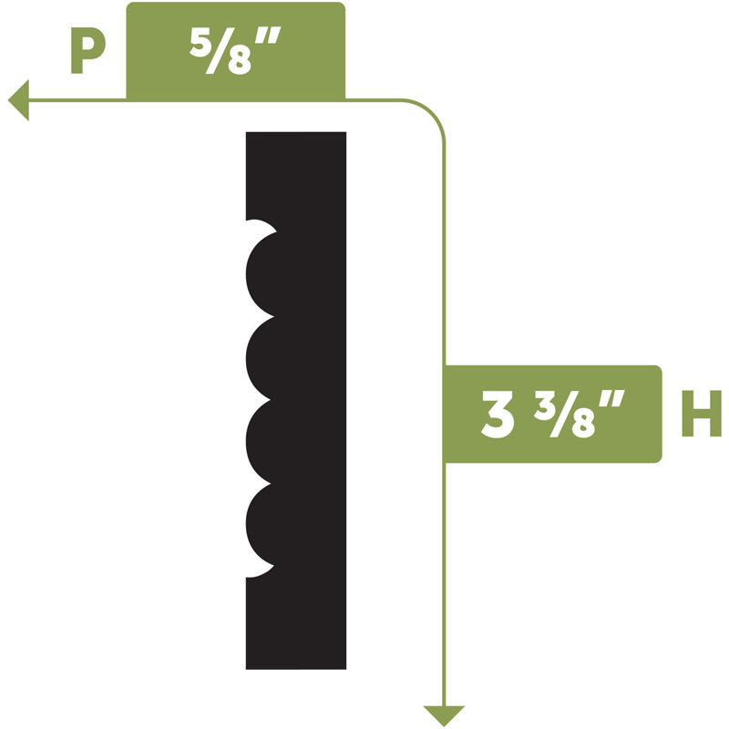 PT338R - 3 3/8"H x 5/8"D x 144"L Casing Flexible Moulding, 3.38"