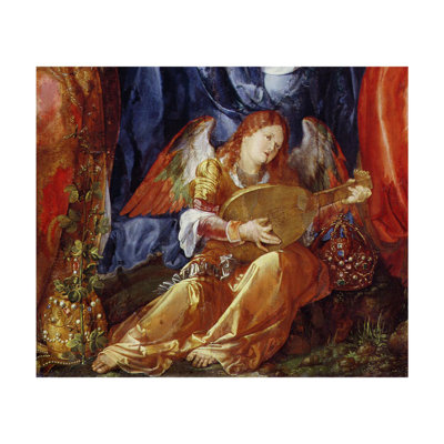 Le Festival du Rosaire, détail de l'ange musicien par Albrecht Dürer - Estampe numérique