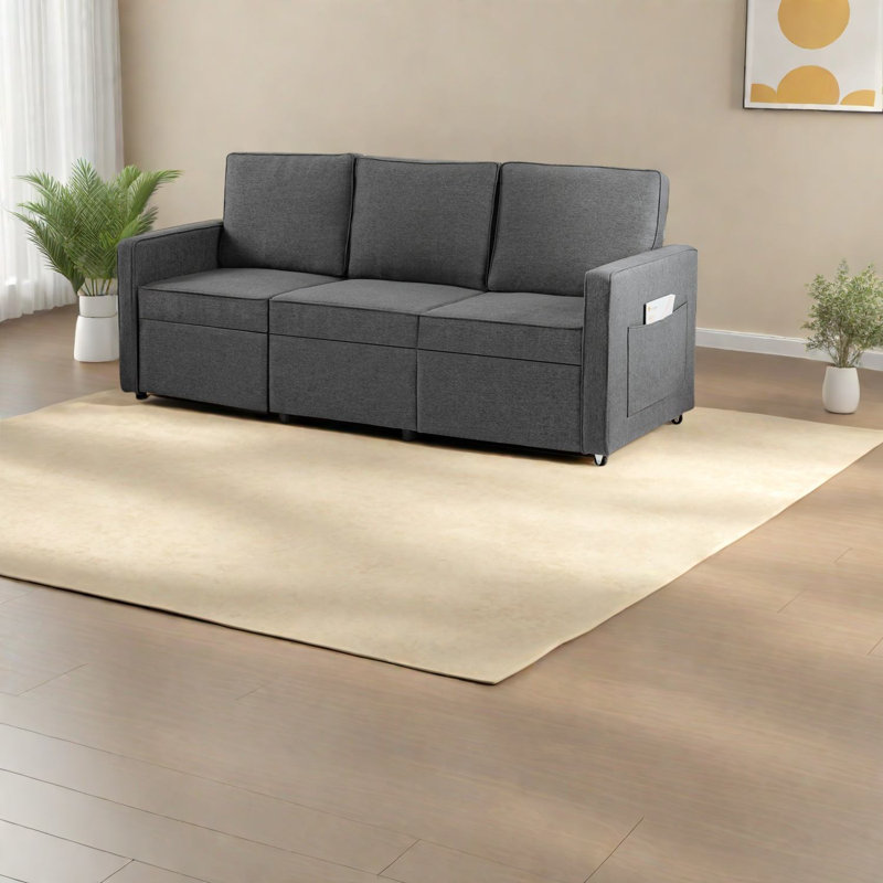 Space-saving Modern Linen Sofa, Extendable Couch For Family & Small Spaces