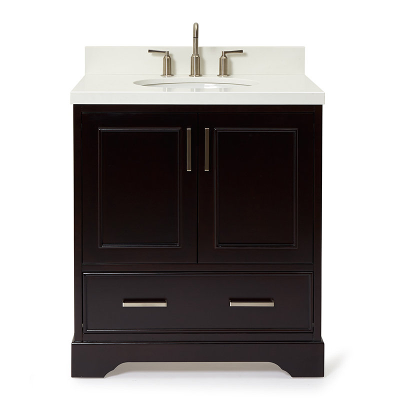 Meuble-lavabo simple avec plateau Abshire 31, Espresso