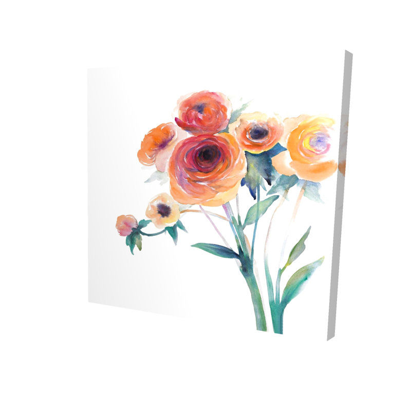 « fleurs », reproduction de peinture à l’huile sur toile tendue, H 36 po x l 36 po x P 1,5 po