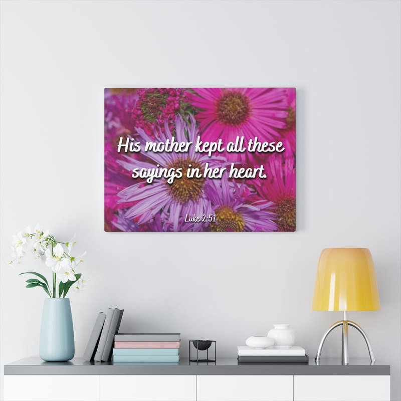 Sayings in Her Heart Luke 2:51 1 Piece Wrapped Canvas Wall Art, 28cm H x 36cm W