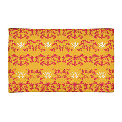 Tapis damassé jaune / rouge