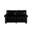 Canapé en similicuir noir pour salon, confortable et robuste, pouvant supporter jusqu'à 272 kg, montage facile, décoration cloutée, espace de rangement et coussins en mousse haute résilience.
