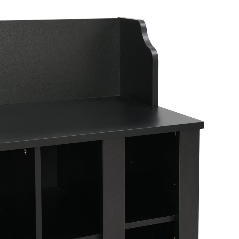 Shoe Storage Bench With Shelves And 4 Hooks, Elegant Hall Tree With Wall Mounted Coat Rack, Entryway Organizer For Hallway, Foyer, Mudroom