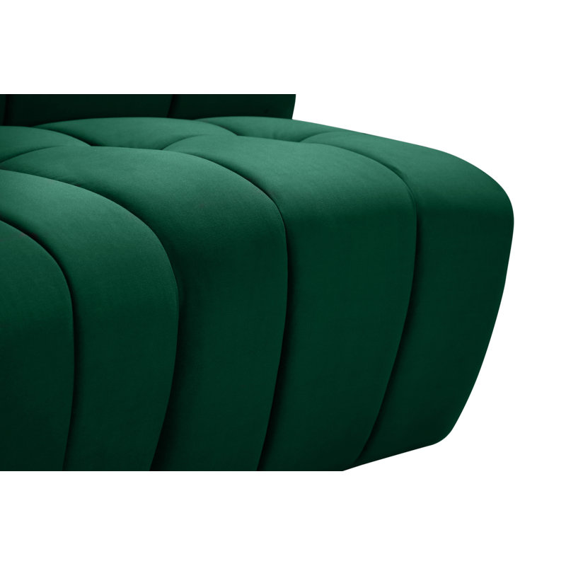 Canapé modulaire de coin symétrique en velours de 173 po de largeur Jedson, Velours vert