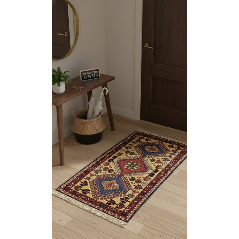Tapis oriental tribal beige 2 x 3 One-of-a-Kind