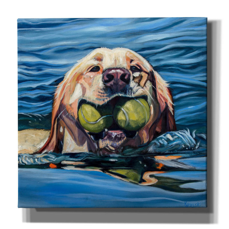 Toile épique Graffiti «Fetch» par Kathryn Wronski, 37 po x 37 po, H 37 po x l 37 po x P 1,5 po