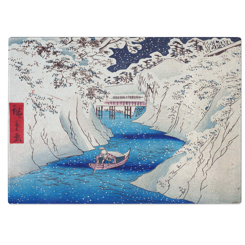 Tempered Glass Boat upon the River Chopping Board, 28.5 cm W x 20 cm L