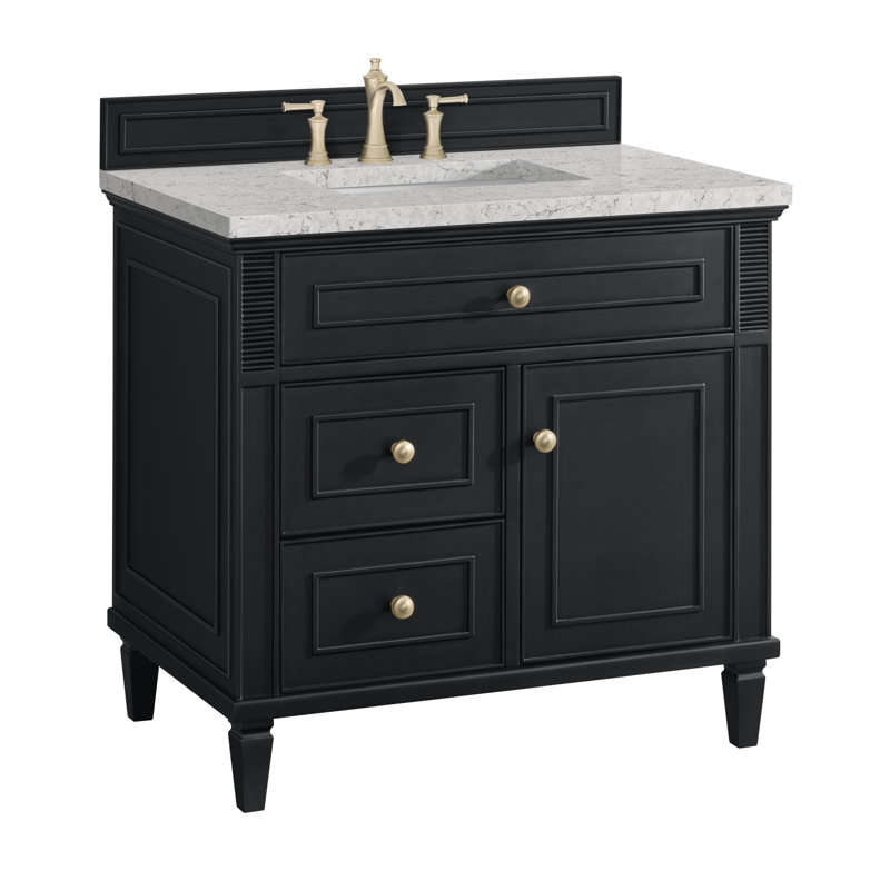 Lorelai 36'' W Single Vanity, Eternal Jasmine Pearl, Black Onyx, 8" Widespread