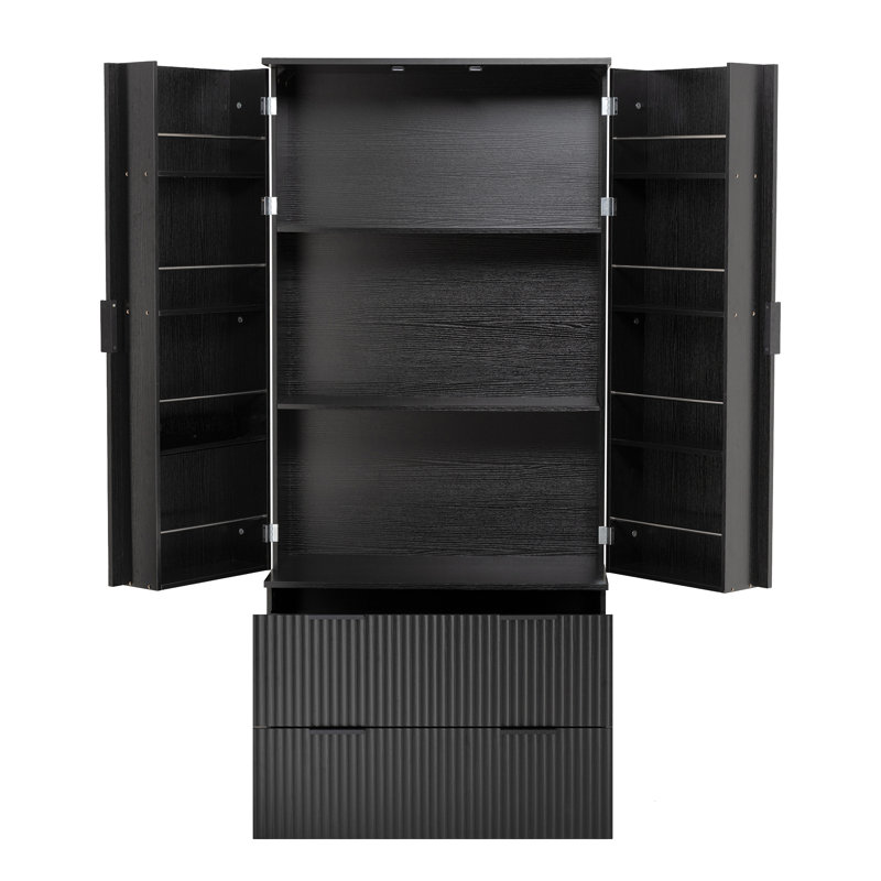 Armoire de cuisine 72 po avec 2 portes et 2 tiroirs, Black