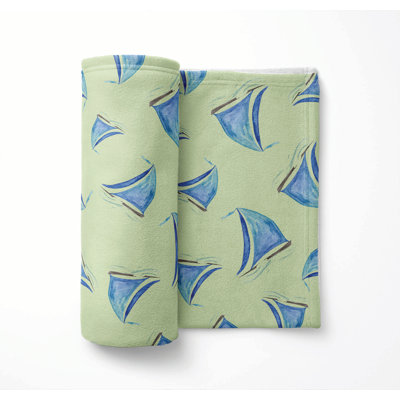 Summer Watercolor Sailboats Ultra Plush Velveteen Fleece Blanket