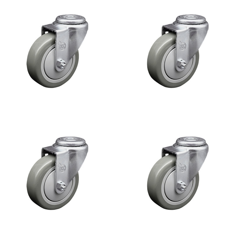 Polyurethane Swivel Bolt Hole Caster, Gray