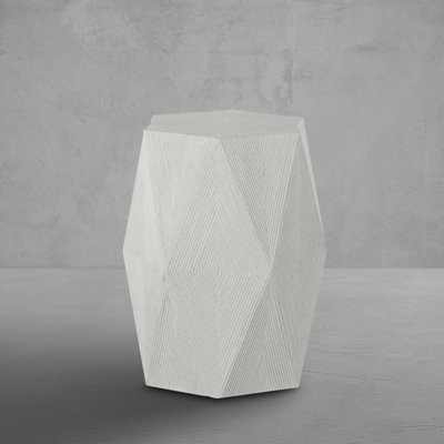 Albany Cast Stone Hexagon Pedestal Side Table 16 in. W x 20. 25 in. H