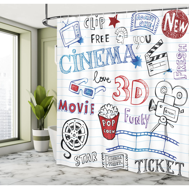 Shower Curtain with Hooks Included, 69" H x 105" W