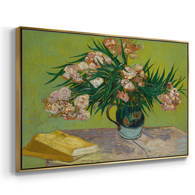 Vase avec des lauriers roses et des livres, 1888 - Vincent van Gogh, toile tendue avec châssis