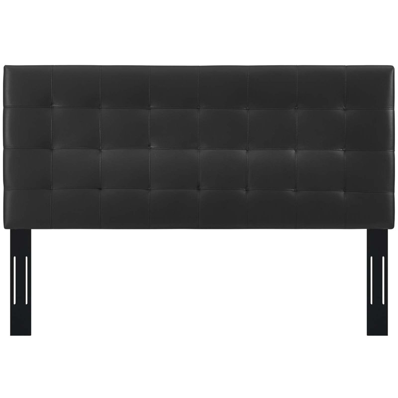 Modway Paisley Tufted Upholstered Faux Leather Headboard, Black, Full/Queen