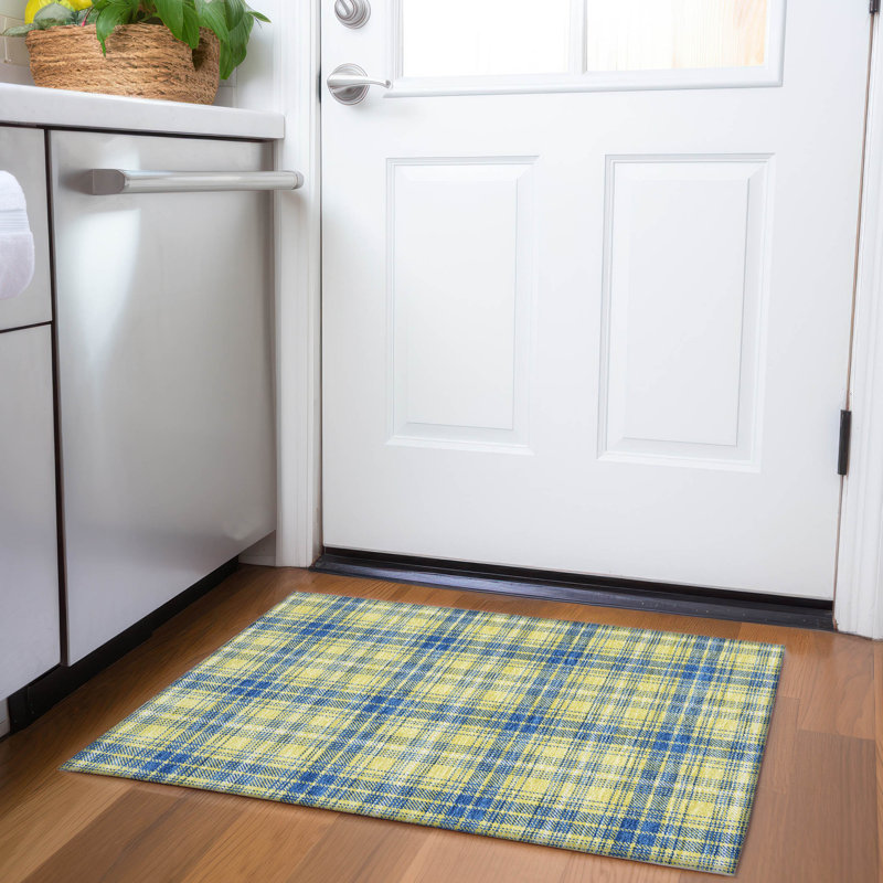 Premium Machine Washable Natoma AMF993 Plaid Rug, Rectangle 1'8" x 2'6"
