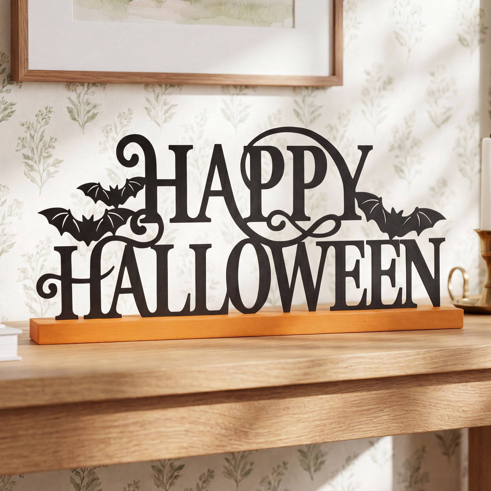 Distressed Wood and Metal Halloween Sign