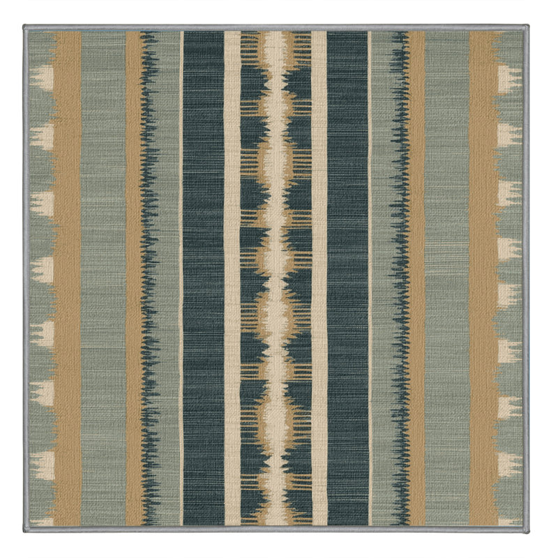 Washable Yucca Stripe Southwestern Area Rug, Square 6'