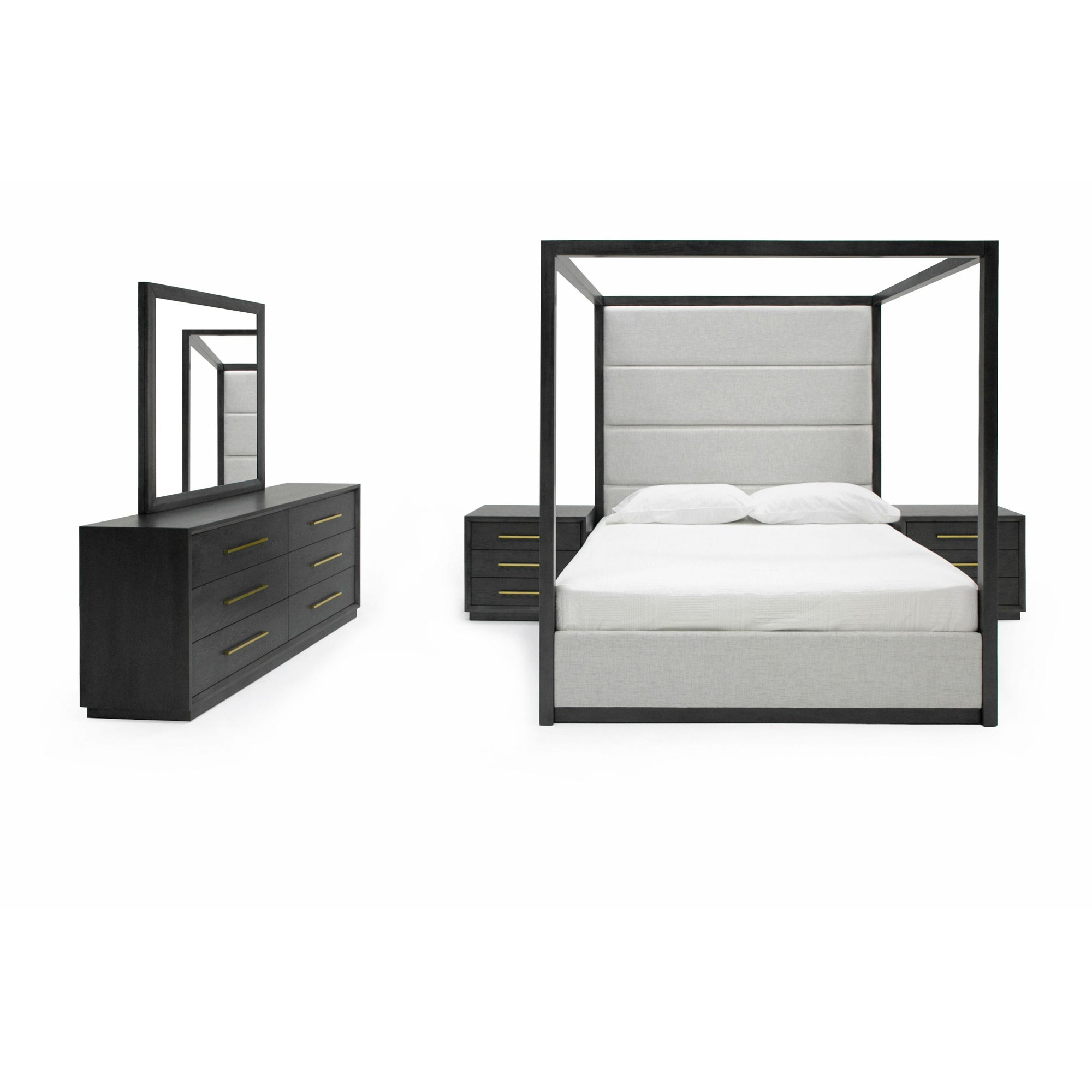 Langley Bedroom Set, Queen, Gray/Off-White