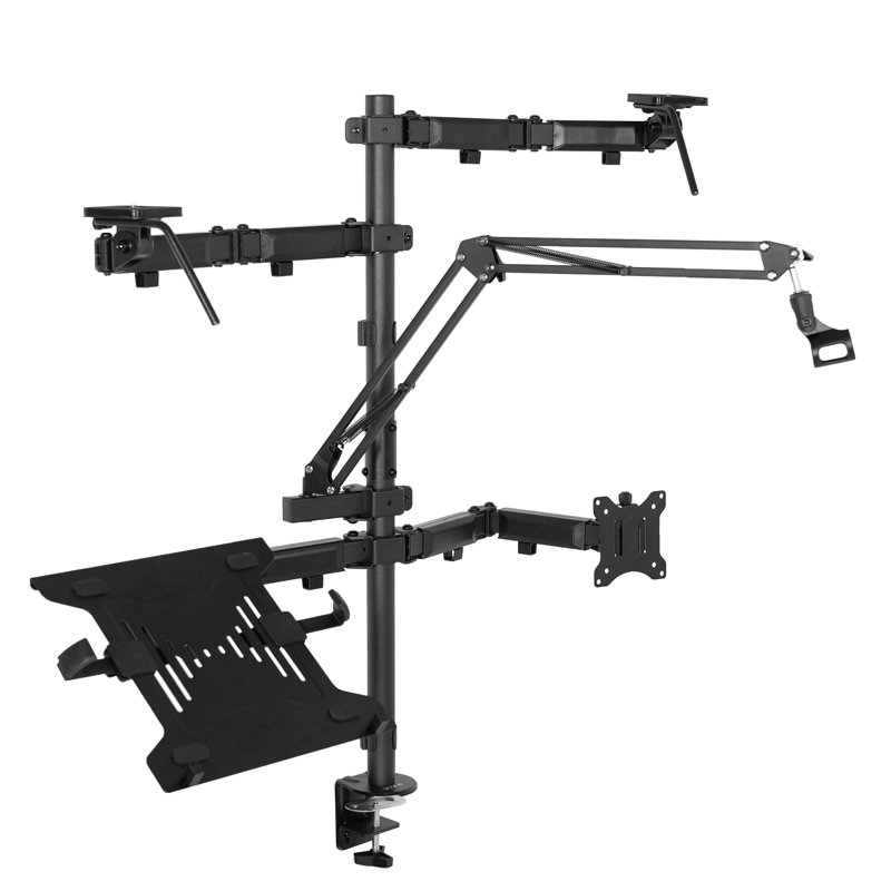 Black All-In-One Livestream Desk Mount with Dual Monitor Arms