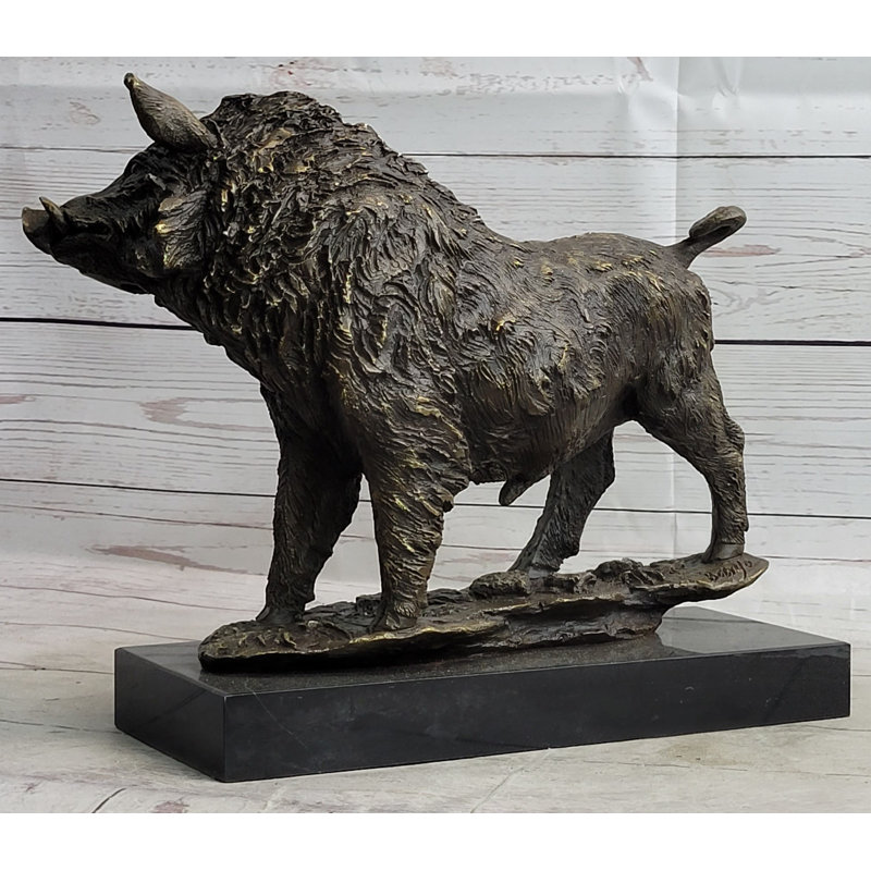 Grande sculpture de cochon sanglier Barye
