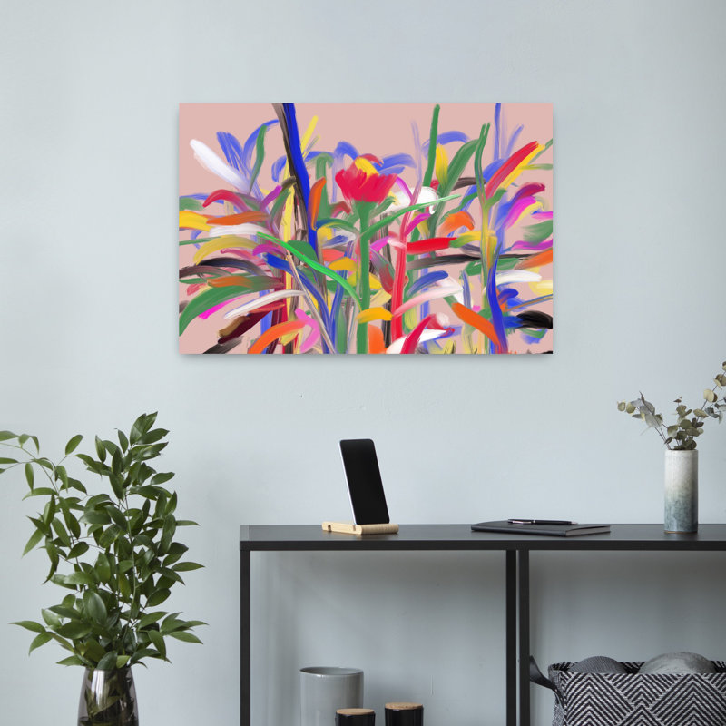Art contemporain abstrait coloré, H 16 po x l 24 po
