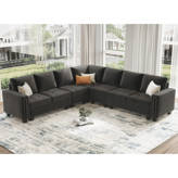 Mercer41 Skerl 6 - Piece Velvet Sectional | Wayfair