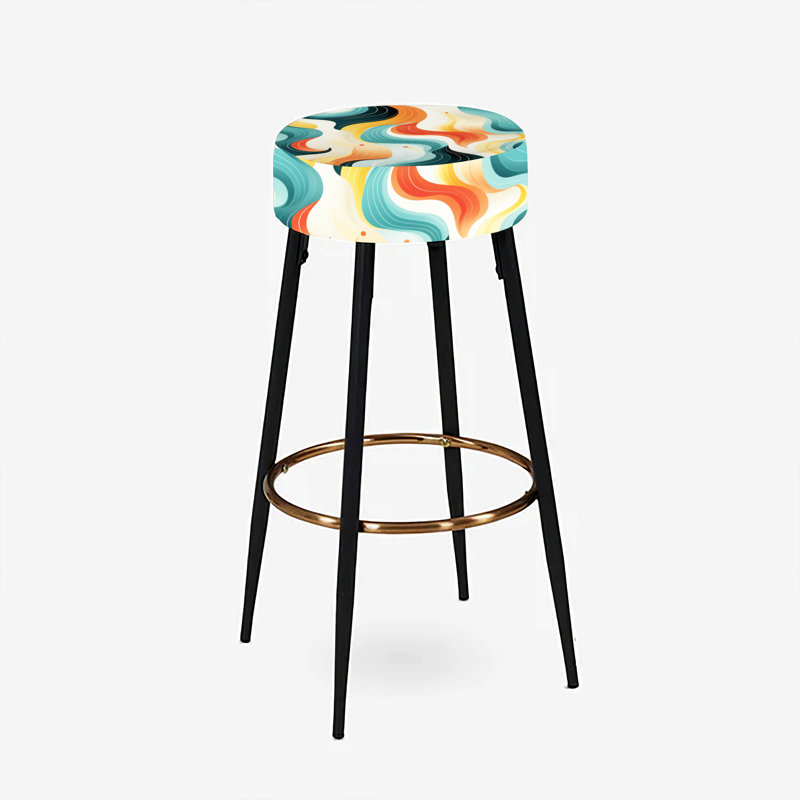 Retro Waves Lines - Ensemble de 2 tabourets de bar Mid-Century