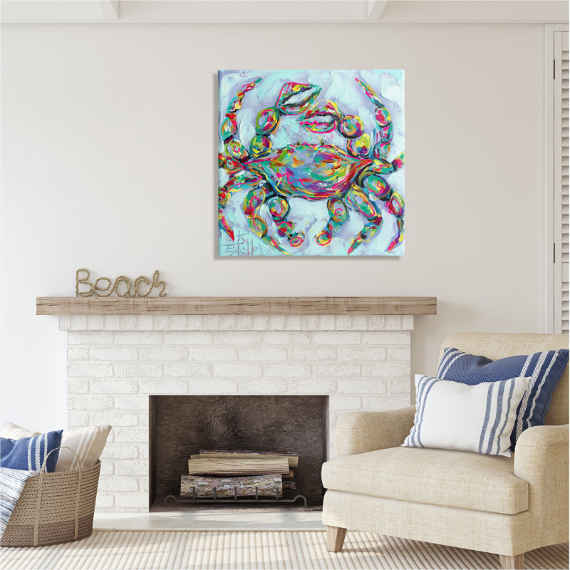«Modern Crab Portrait on Canvas» par Estelle Grengs, reproduction, H 30 po x l 30 po x P 1,5 po