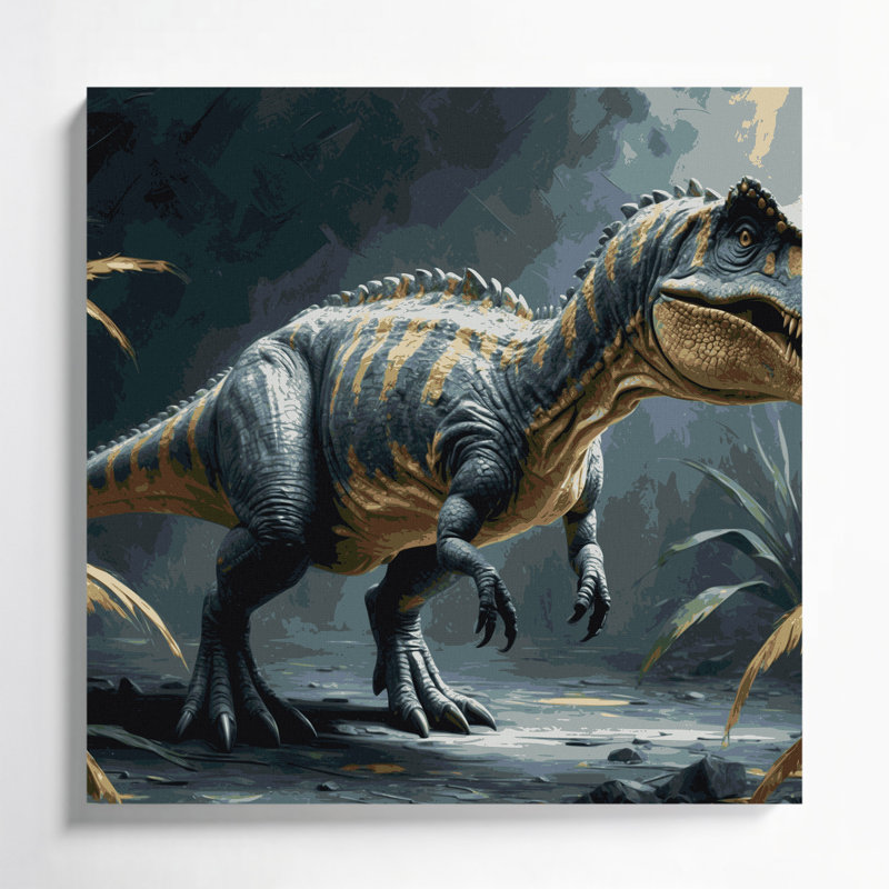 «Dinosaur Therizinosaurus», art mural sur toile noire, H 12 po x l 12 po