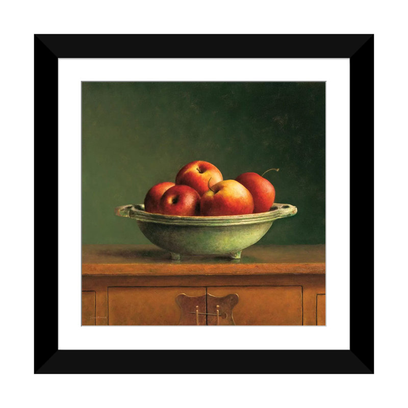 «Apples», reproduction sur toile, H 24 po x l 24 po x P 1 po, Papier d'art encadré noir, Blanc
