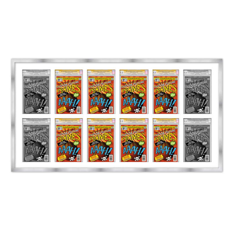 Wood Picture Frame with Mat, White/Silver, 8.125" x 13"
