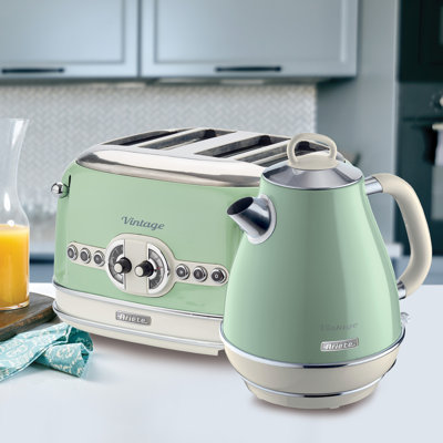 Ariete Vintage 1.7L Stainless Steel Jug Kettle with 4 Slice Toaster Set
