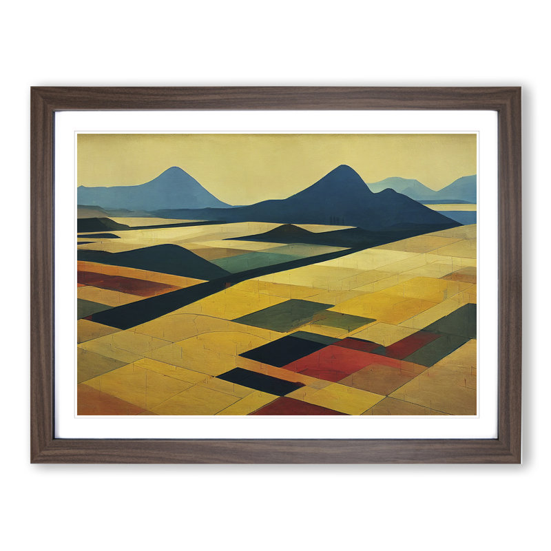 Abstract Meadow Landscape Vol.1 - Framed Print, 34cm H x 46cm W x 2cm D, Walnut
