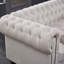 Canapé Chesterfield en tissu de lin beige