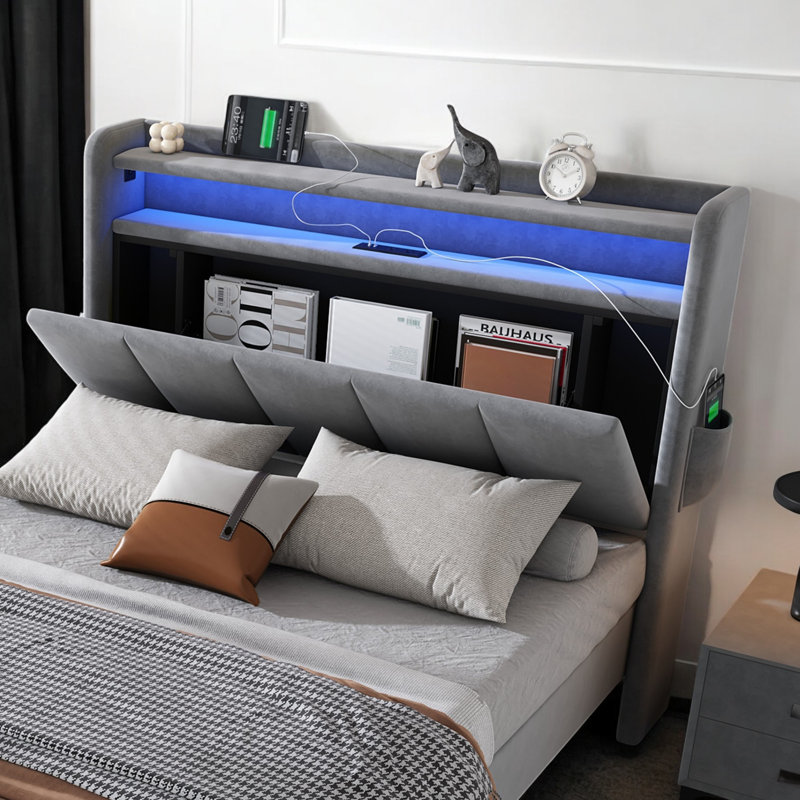 Debarata Upholstered Storage Bed, Single (3')