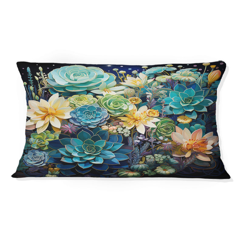 Teal Succulent Serenade - Succulent Printed Throw Pillow