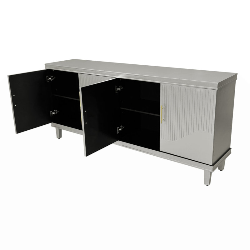 4-Door Cabinet with Adjustable Shelves, Champagne, 32.28" H x 70.07" W x 15.75" D