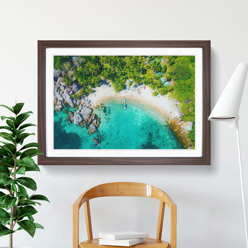Boat in Ko Tao Thailand - Picture Frame Photograph Print, 36cm H x 48cm W x 2cm D, Walnut Framed