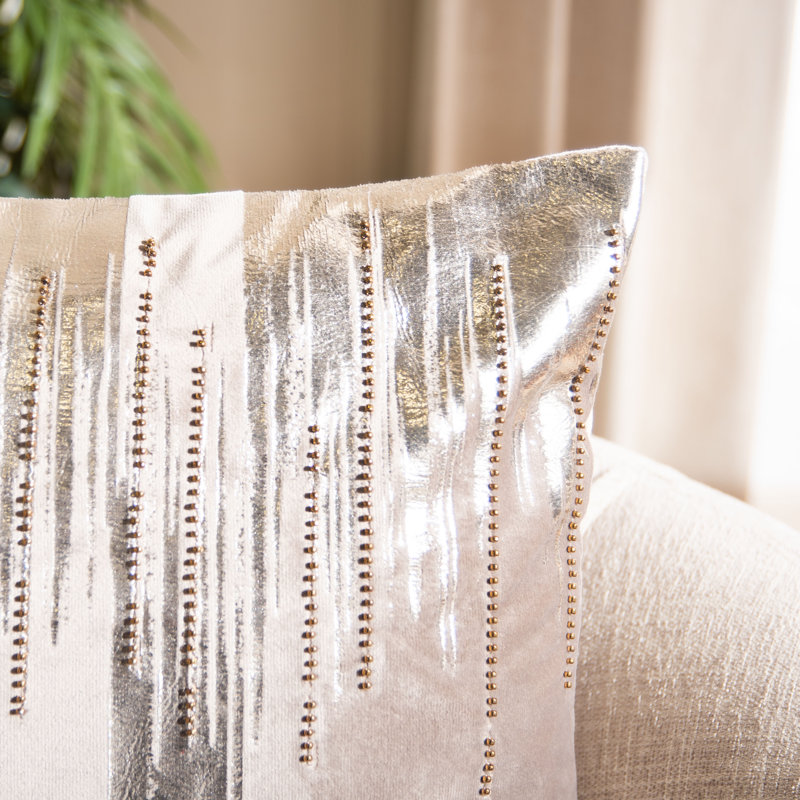  Abstract Throw Pillow, Taupe/Gold