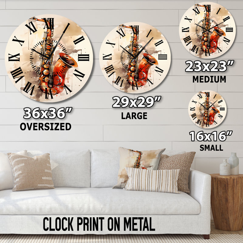 Horloge murale Vibrant Saxophone Swing - Music, Surdimensionné