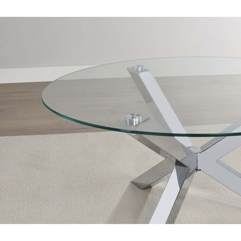 Modern Three-Piece Coffee Table Set with Chrome Accents