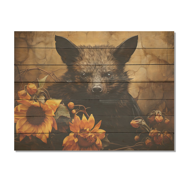 Baroque Bat Elegance - chauve-souris sur bois, H 24 po x l 32 po x P 0,78 po
