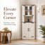  Armoire de coin haute de 66,92 po avec tablettes réglables pour un excellent rangement, armoire de rangement hexagonale pour salle de bain, salon et cuisine, blanc cassé-1071805852