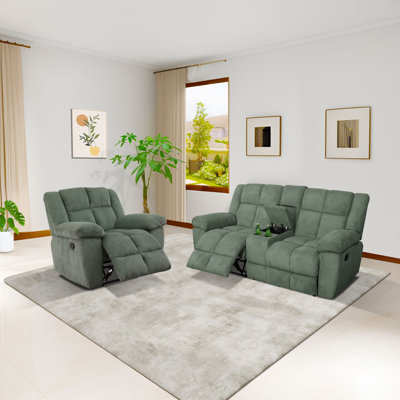 2-Piece Corduroy Living Room Recliner Set, Loveseat&Chair