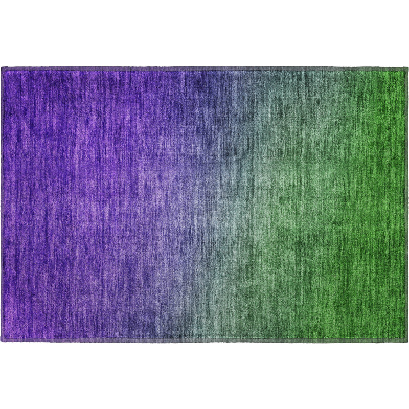 Premium Machine Washable Cerrito AMF587 Green Rug, Rectangle 1'8" x 2'6"