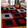 NYC Shag Performance Red Grey Area Rug