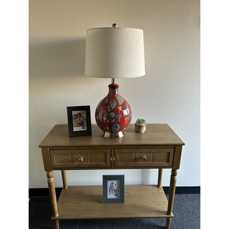 Ceramic Table Lamp Morning Glory For Living Room  Bedroom Bedside Office Hotel 15'W*15"D*28'H